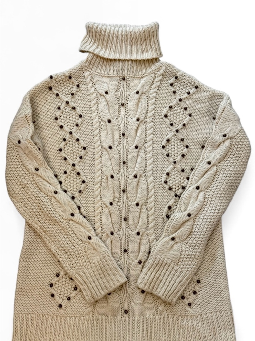 Show Me Your MuMu Cream Turtleneck Cable Knit Mini Dress